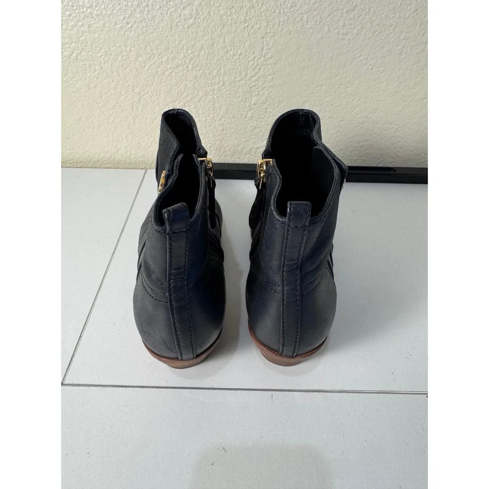 Tory Burch Leather Ankle Booties Women Size 8 Black Block Heel Minimalist Chic